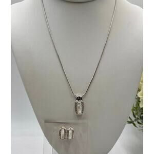 Ross Simon’s Sterling Silver Mother of Pearl‎ Bar Pendant Necklace Earring Set